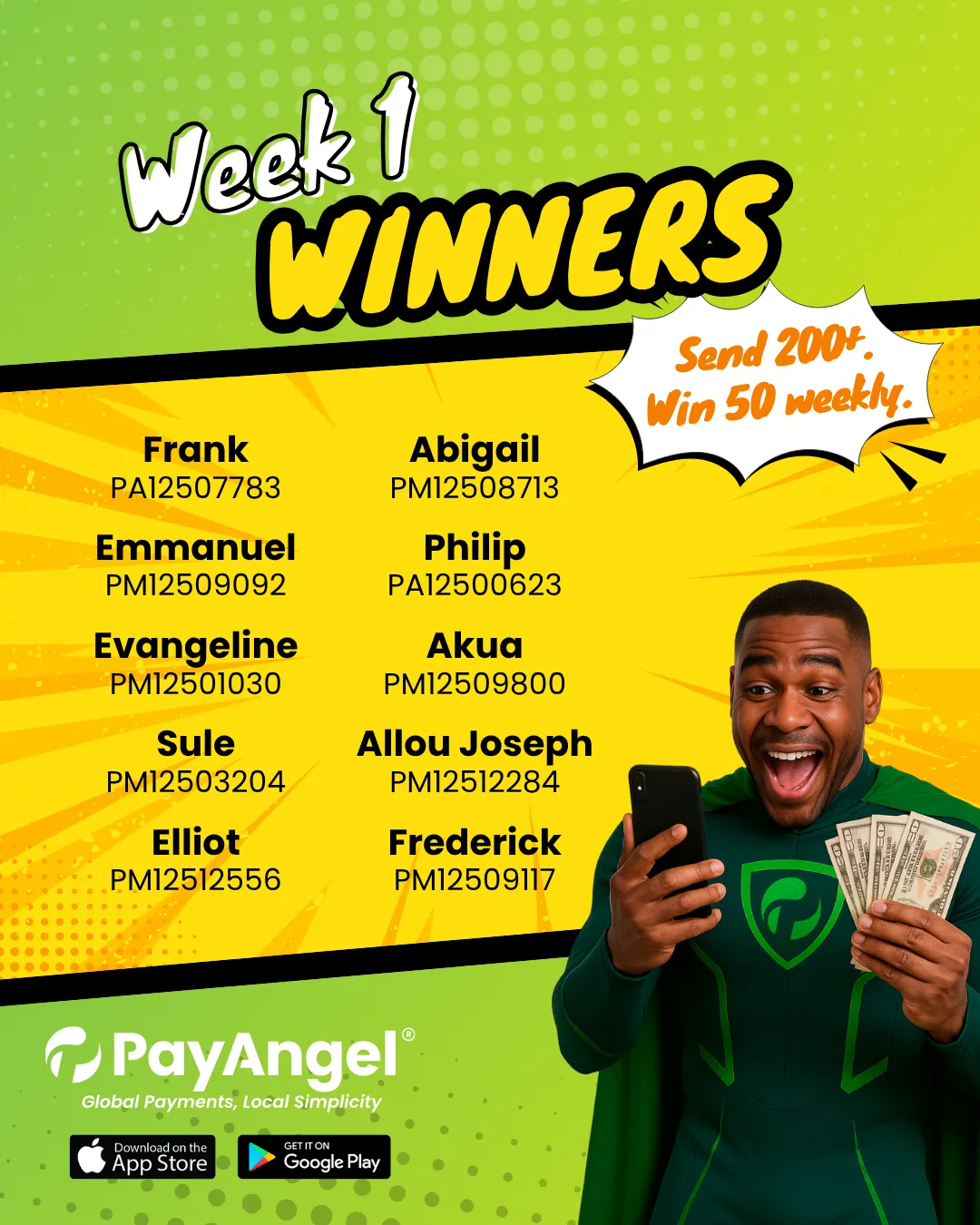 Send and win 50 Winners - Week 1